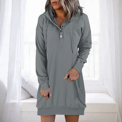 Sweat à capuche élégant et long pour femme, coupe simple