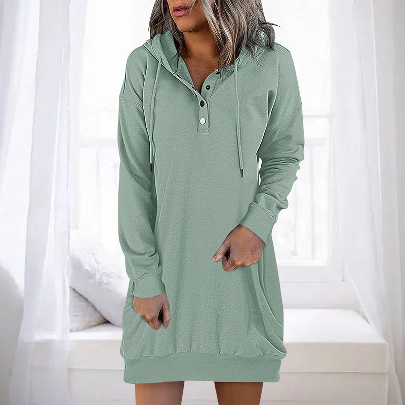 Sweat à capuche élégant et long pour femme, coupe simple