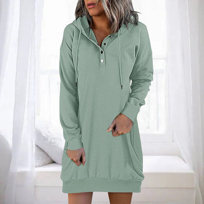 Sweat à capuche élégant et long pour femme, coupe simple