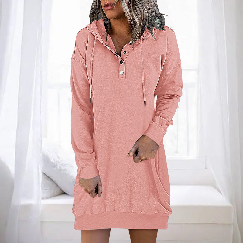 Sweat à capuche élégant et long pour femme, coupe simple