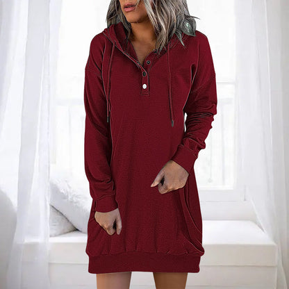 Sweat à capuche élégant et long pour femme, coupe simple