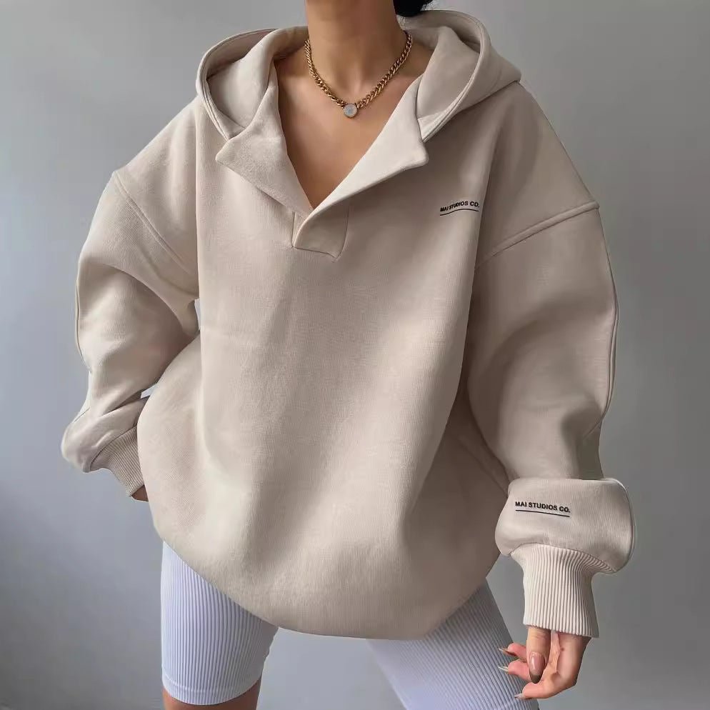 Sweatshirt à capuche femme Col ouvert Broderie design