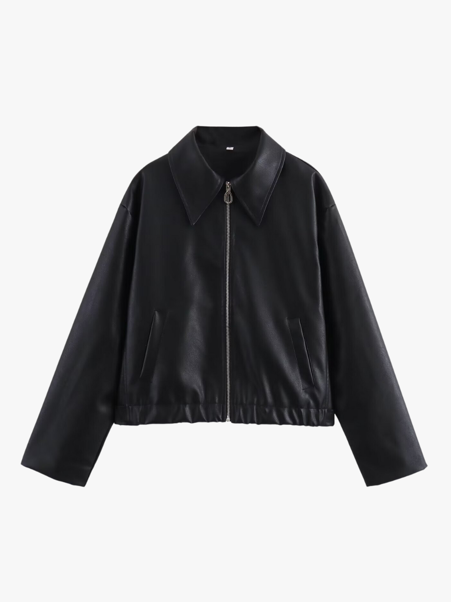 Blouson en cuir rouge élégant pour femmes