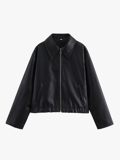 Blouson en cuir rouge élégant pour femmes
