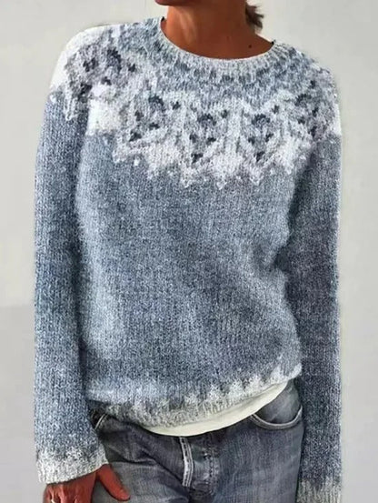 Pull-over femme en maille motifs colorés Hiver