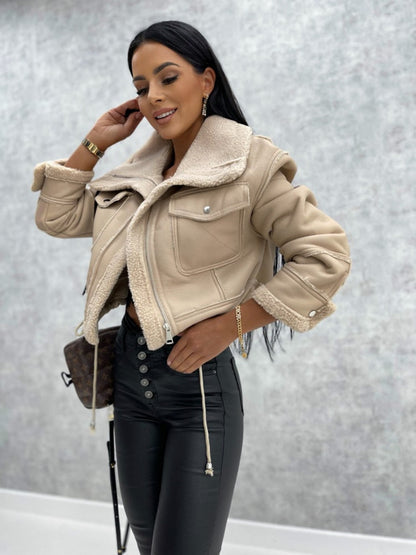 Blouson en cuir style motard Doublure chaude