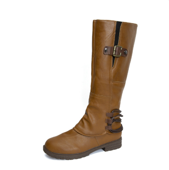 Bottes en cuir à la mode, hautes, pour femmes