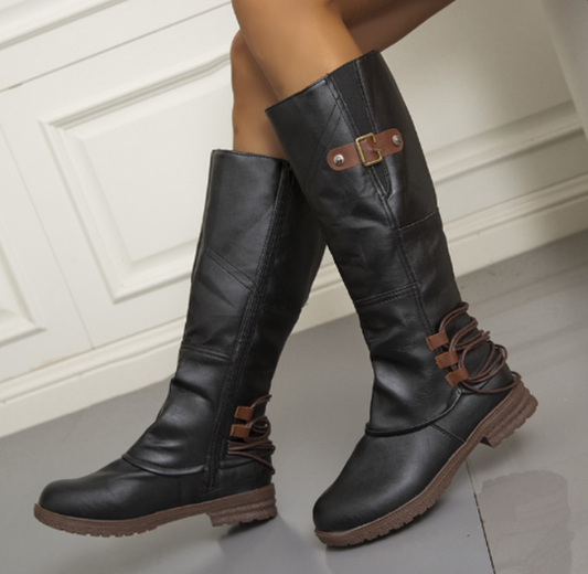 Modische Lederstiefel Kniehoch Damenschuhe - IdealeKleiden