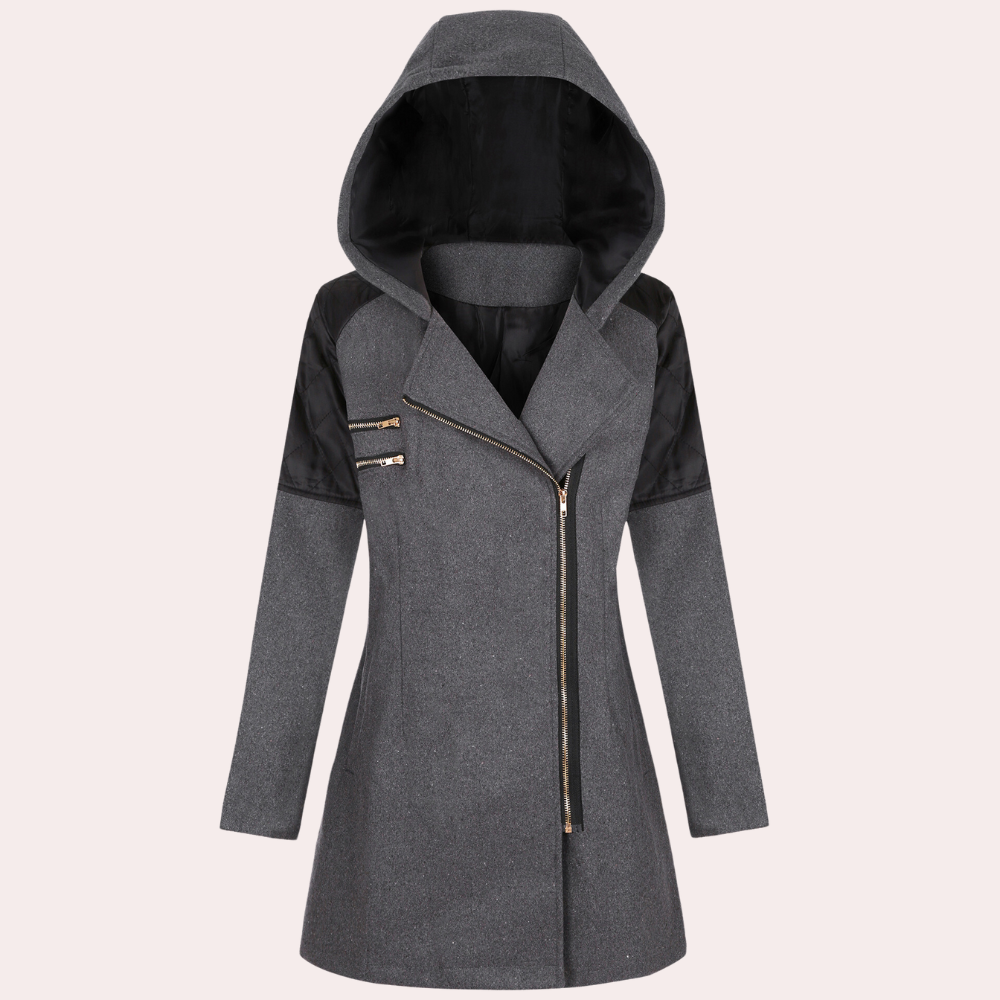 Manteau d'hiver élégant pour femme avec capuche