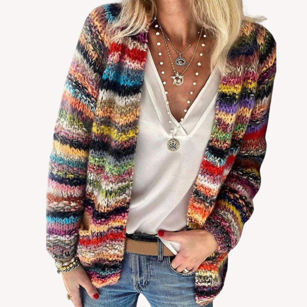 Damen Bunt Strickcardigan Modern - IdealeKleiden