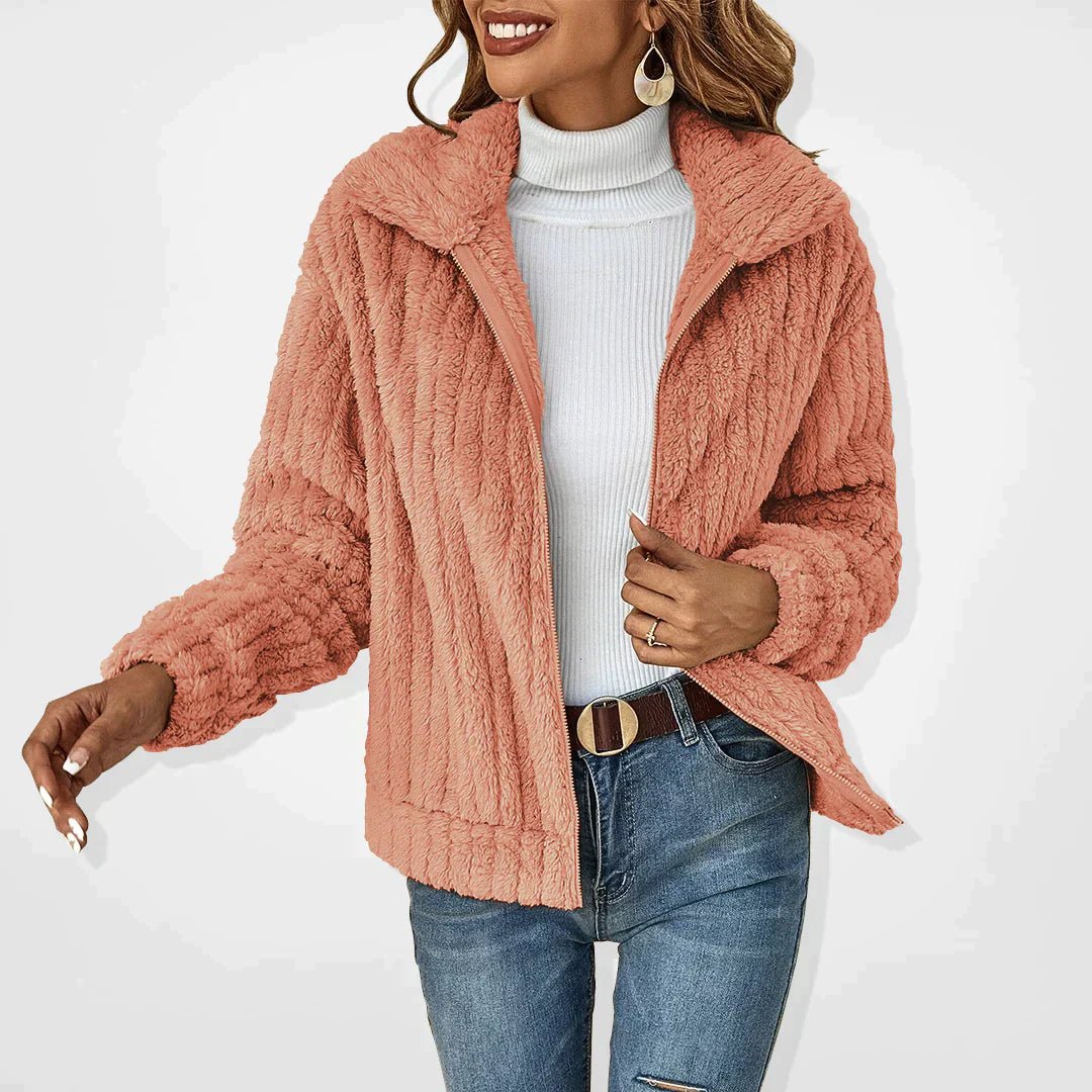 Manteau en peluche coupe décontractée Col montant