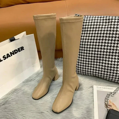 Bottes élégantes à talon carré pour femme