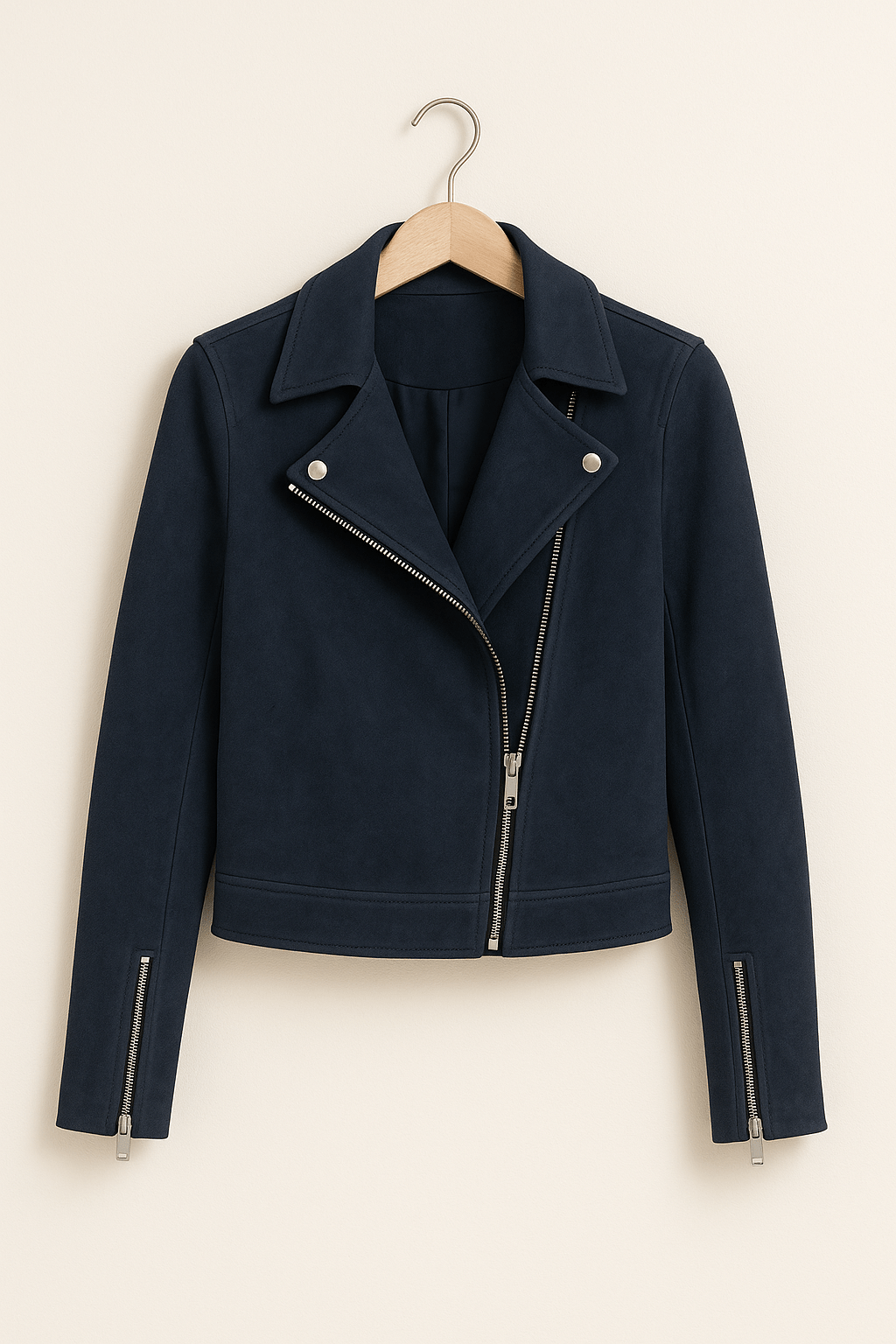 Veste en cuir femme élégante avec détails zippés