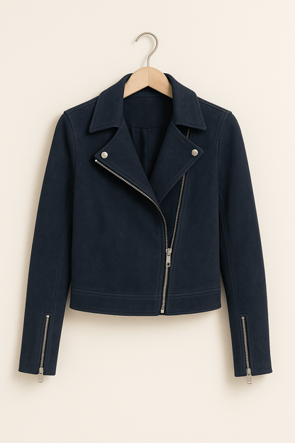 Veste en cuir femme élégante avec détails zippés