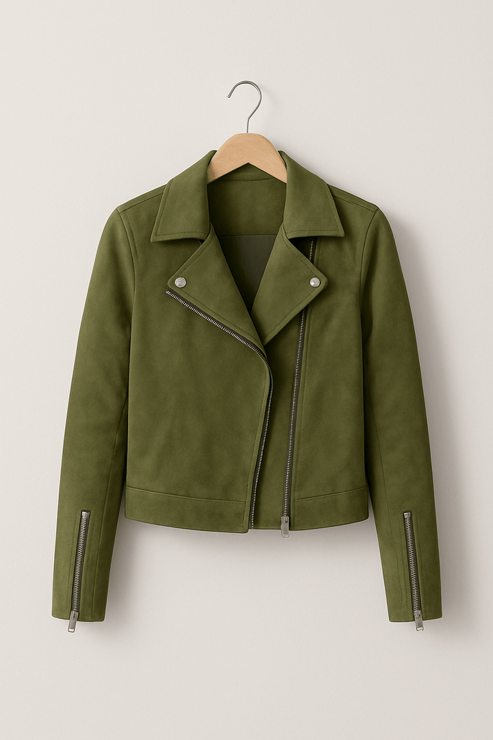 Veste en cuir femme élégante avec détails zippés