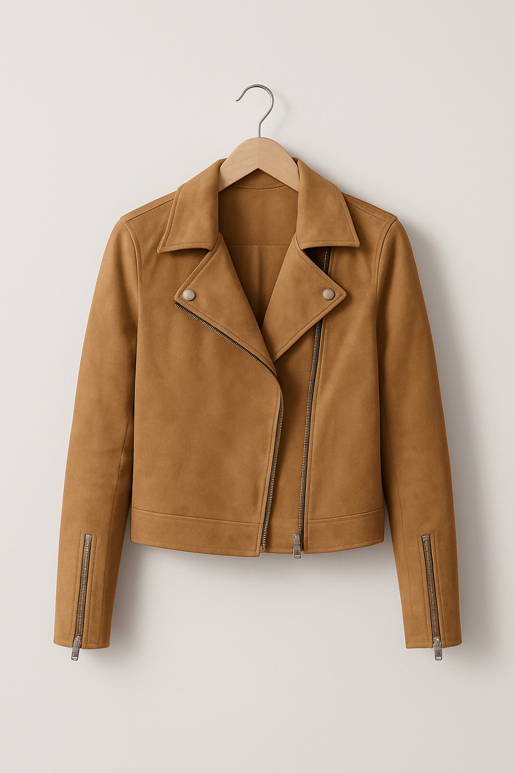 Veste en cuir femme élégante avec détails zippés