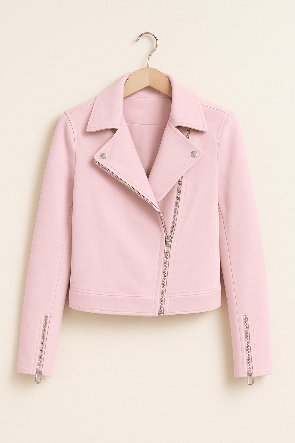 Veste en cuir femme élégante avec détails zippés