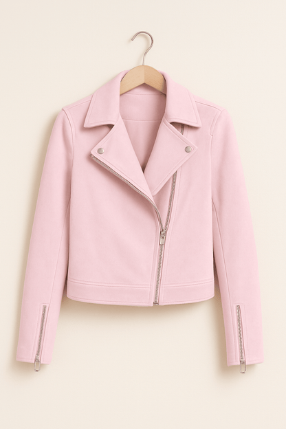 Veste en cuir femme élégante avec détails zippés