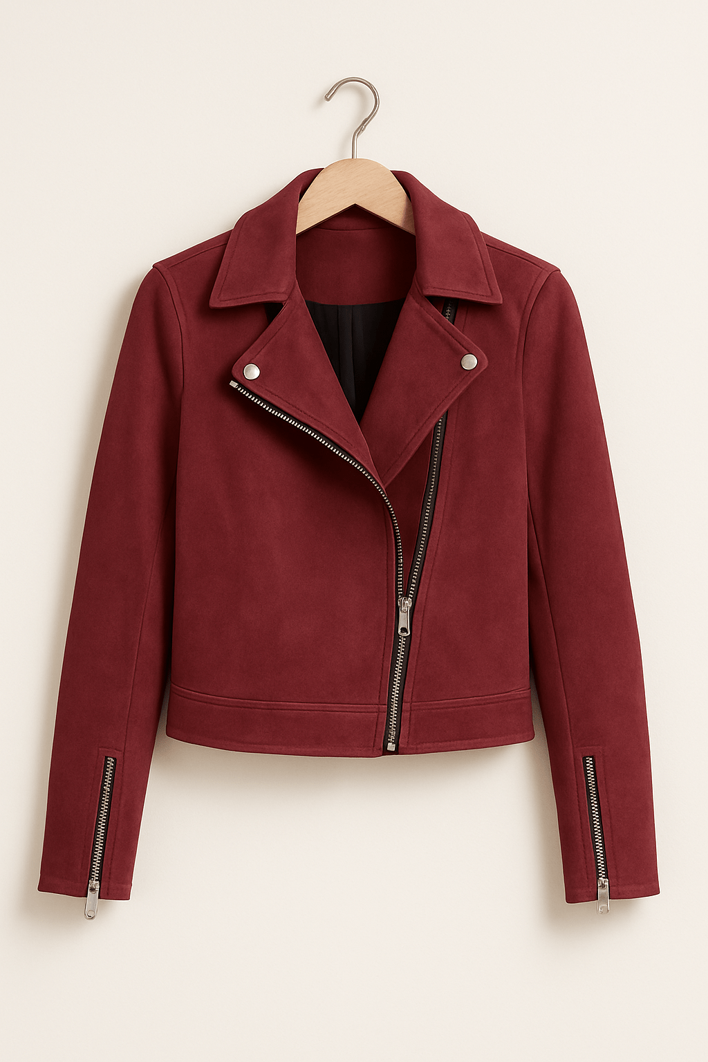 Veste en cuir femme élégante avec détails zippés