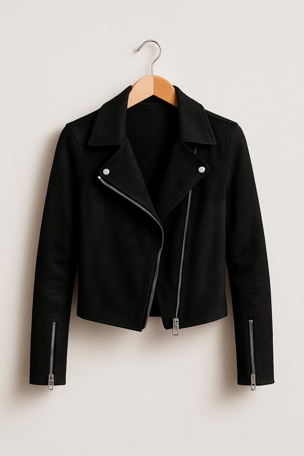 Veste en cuir femme élégante avec détails zippés