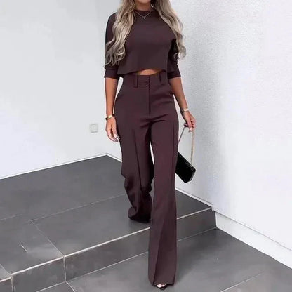 Ensemble pantalon 2 pièces femme haut à manches longues