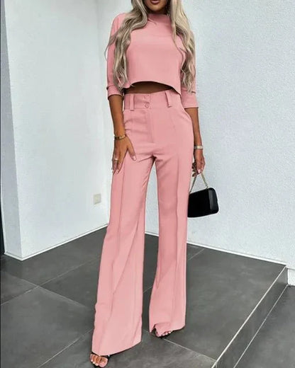 Ensemble pantalon 2 pièces femme haut à manches longues