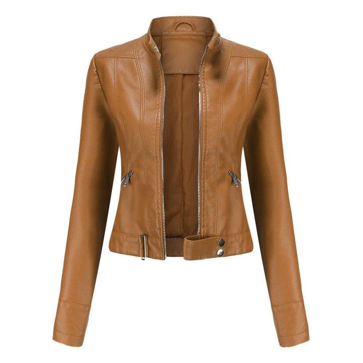 Blouson en cuir pour femme coupe slim moderne