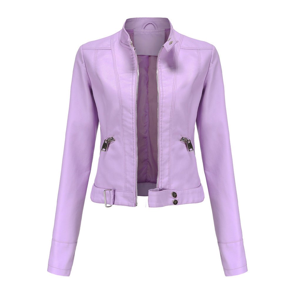 Blouson en cuir élégant style motard court