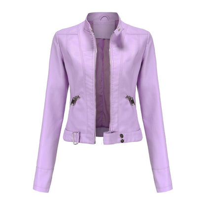 Blouson en cuir élégant style motard court