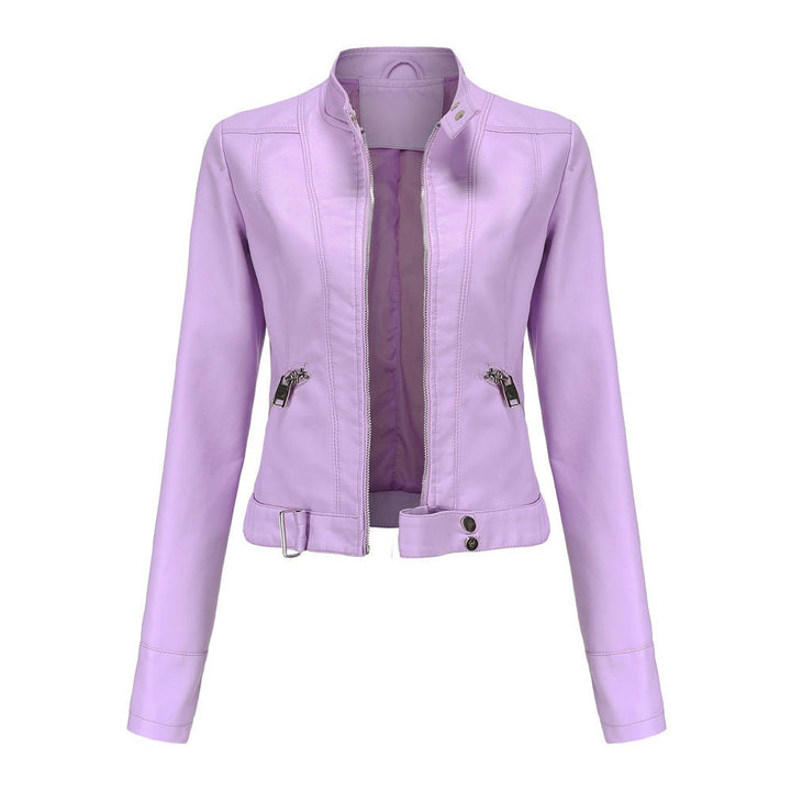 Blouson en cuir pour femme coupe slim moderne