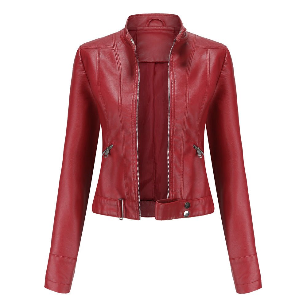 Blouson en cuir élégant style motard court
