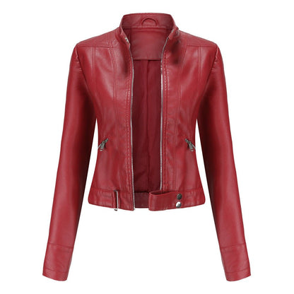 Blouson en cuir pour femme coupe slim moderne