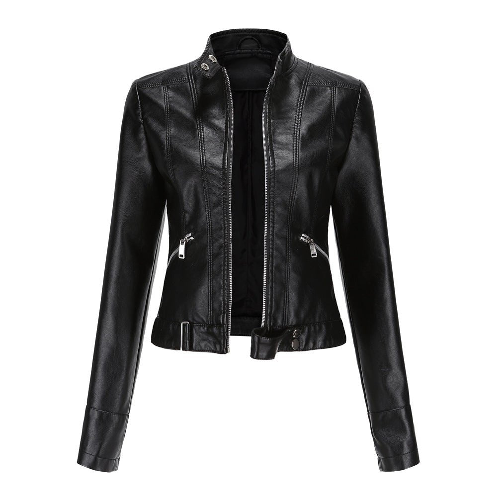Blouson en cuir pour femme coupe slim moderne