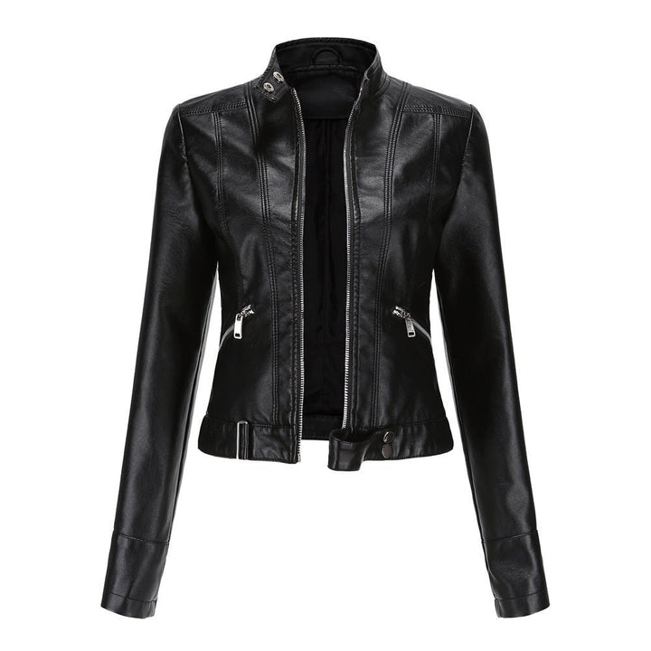 Blouson en cuir pour femme coupe slim moderne