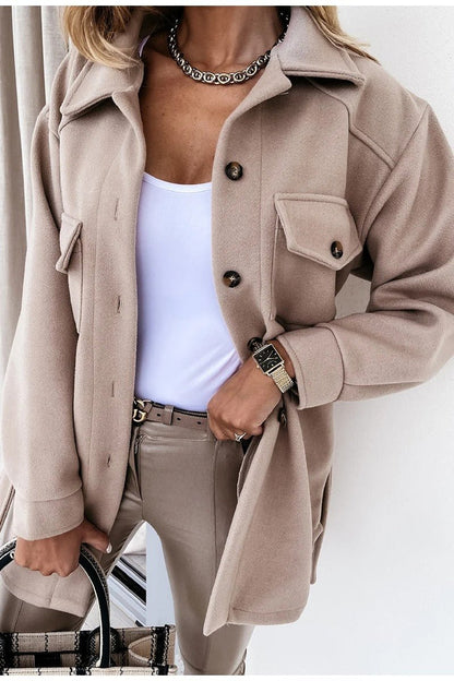Manteau de fourrure de luxe en mélange de laine surdimensionné coupe courte