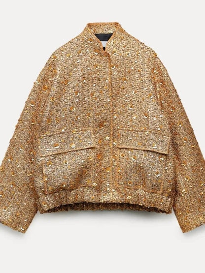 Blouson bomber femme brillant élégant