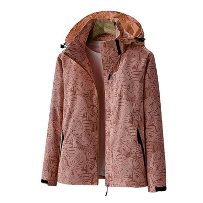 Veste imperméable légère pour femme à capuche imprimé floral