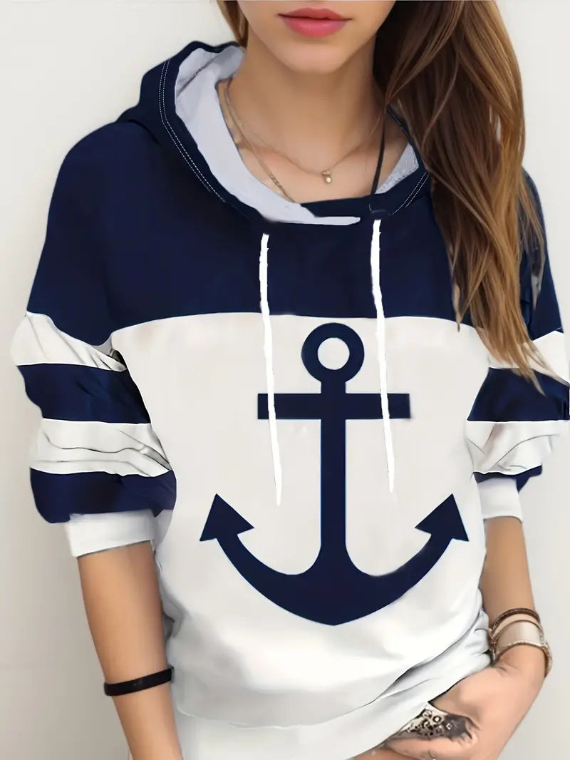 Sweat à capuche femme maritime Style nautique
