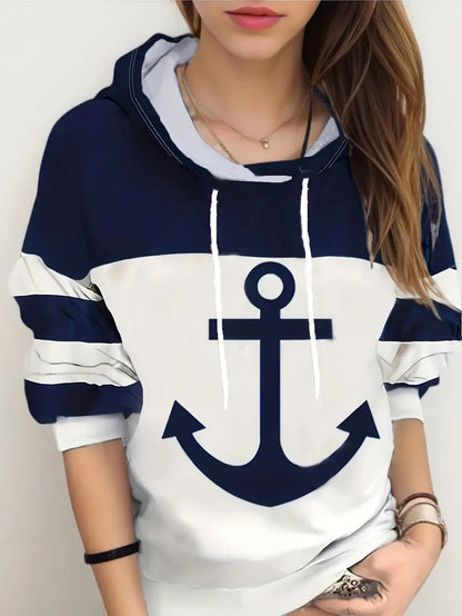 Sweat à capuche femme maritime Style nautique