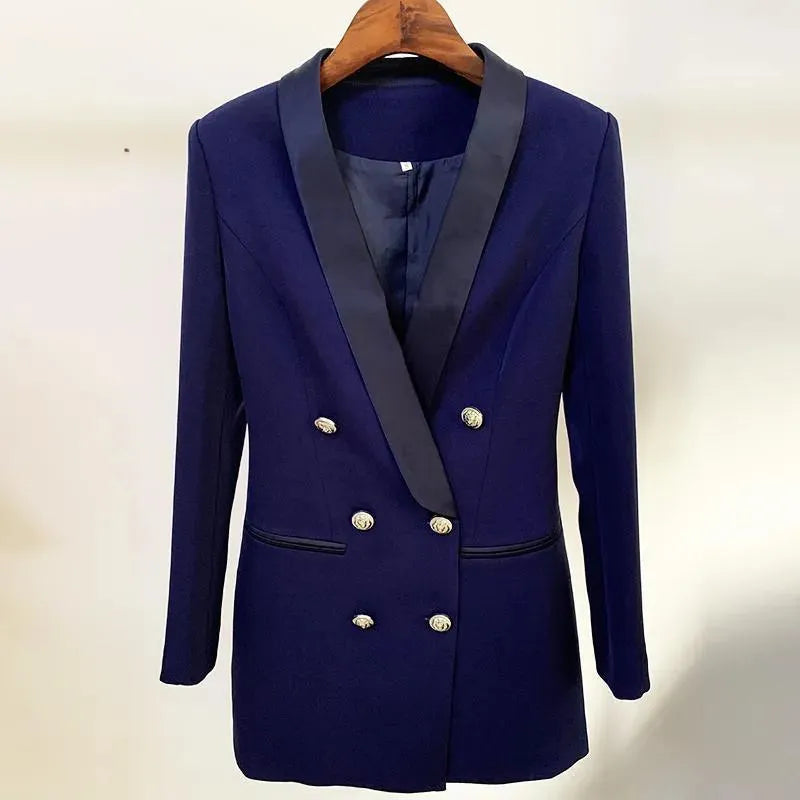 Blazer élégant femme bleu marine uni