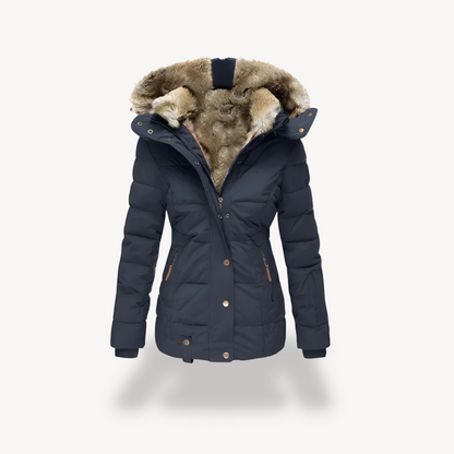 Parka matelassé pour femme avec capuche amovible en fausse fourrure