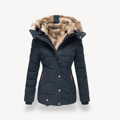 Doudoune femme chaude doublée de fausse fourrure