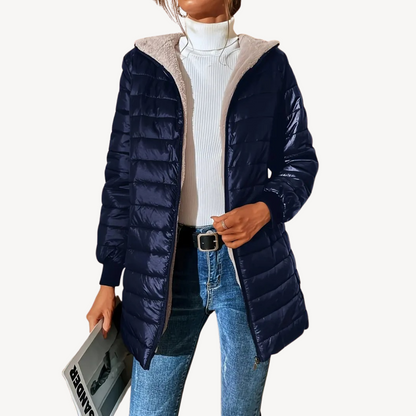 Doudoune femme avec doublure en fausse fourrure, chaude