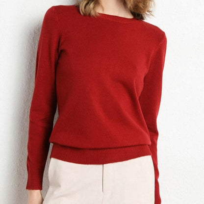 Sweat-shirt doux femme col rond manches longues