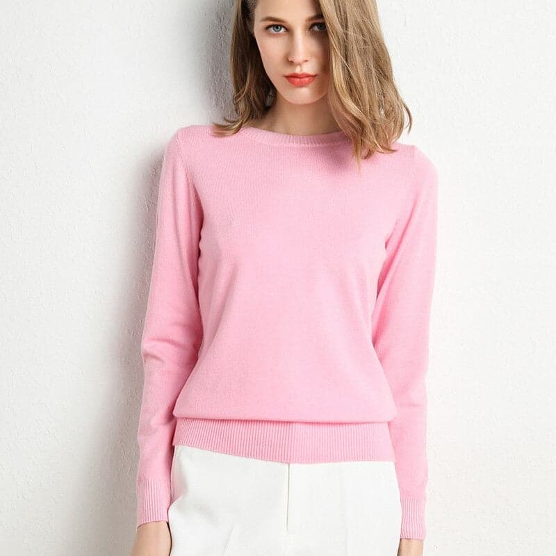 Sweat-shirt doux femme col rond manches longues