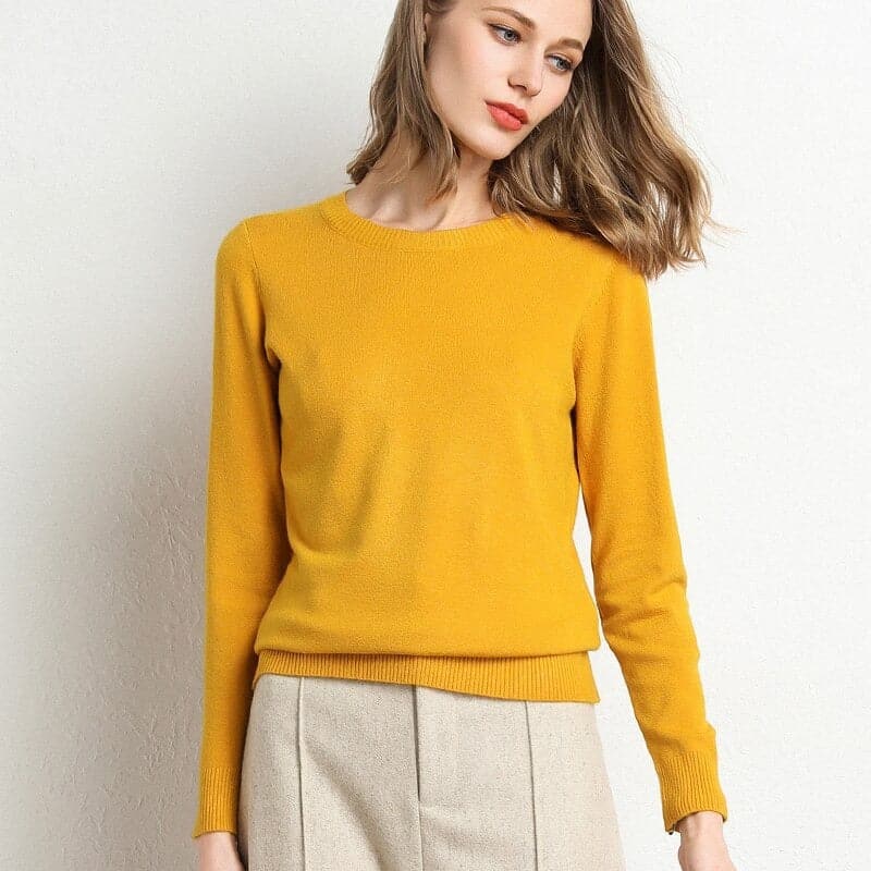 Sweat-shirt doux femme col rond manches longues