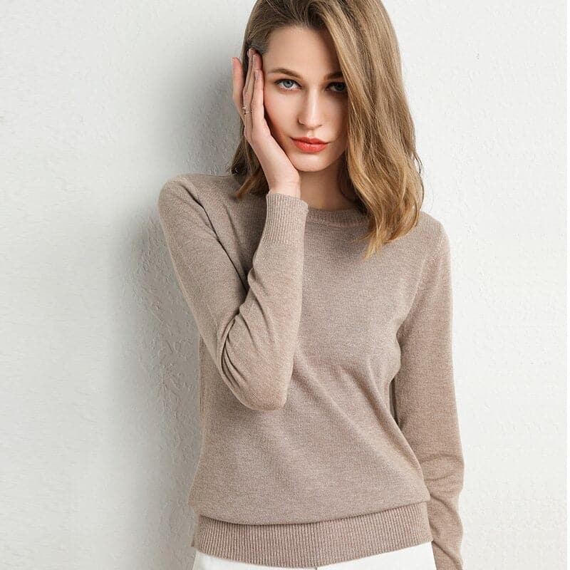 Sweat-shirt doux femme col rond manches longues