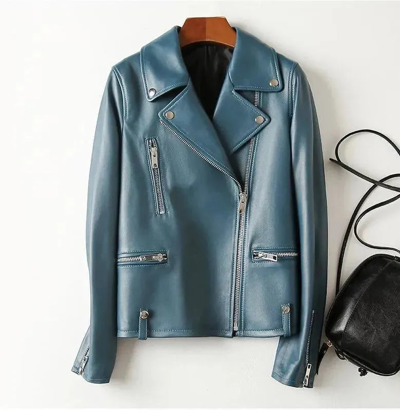 Blouson en cuir pour femme style new-yorkais