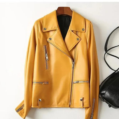 Blouson en cuir pour femme style new-yorkais