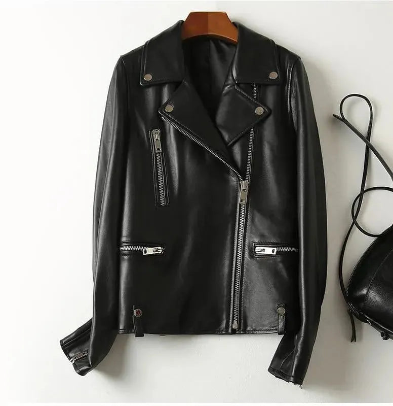 Blouson en cuir pour femme style new-yorkais